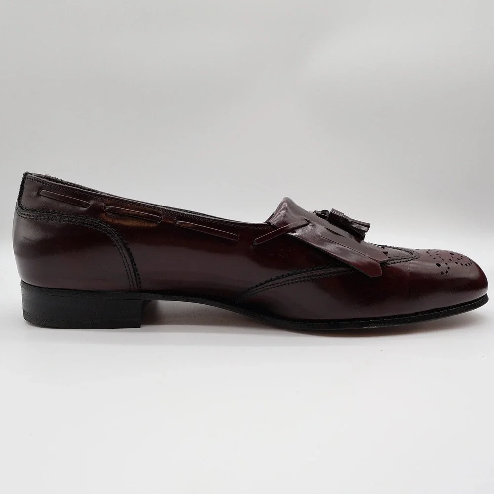 Dexter Royale Tassel Loafers Mens 11 Burgundy Leather Wingtip Vintage 80s 90s